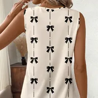 Foreign Trade Women's  Summer New   Sleeveless Bow Shirt V-Neck Shirt Pullover main image 2