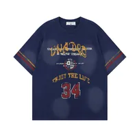 Jiayi Library Men's  Summer New Arrival Campus Style American Jersey Short-Sleeved Sweatshirt Heavy Washed T-Shirt For Men main image 2