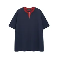 Jiayiku Men's  Summer New American Retro Trendy Brand Tee Fake Two Heavy Cotton T-shirt Short Sleeve Men main image 2