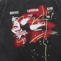 Jiayiku Men's  Summer American Street Hip Hop Fashion Brand Washed Tee Diablo Printed T-shirt Short-sleeved Men main image 3