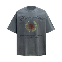 Jiayiku Men's  Summer New American Retro Trendy Brand Tee Heavy Washed Embroidered T-shirt Short Sleeve Loose main image 1