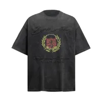 Jiayiku Men's  Summer New American Retro Trendy Brand Tee Heavy Washed Embroidered T-shirt Short Sleeve Loose main image 2