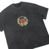 Jiayiku Men's  Summer New American Retro Trendy Brand Tee Heavy Washed Embroidered T-shirt Short Sleeve Loose main image 4