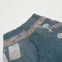 Jiayiku Fashion Brand  Spring American Retro 3D Printed Washed Jeans Straight Cleanfit Trousers main image 3