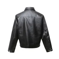 Jiayiku Fashion Brand  Spring American Retro Python Pattern Stitching Loose PU Leather Locomotive Jacket Coat Men main image 2