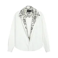 Jiayiku Men's  Spring New Fake Two-piece Small Floral Stitching Niche Long-sleeved Shirt Ins Fashionable And Handsome main image 2