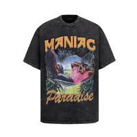 Jiayiku Men's  Summer American Retro Fashion Brand Holiday Culture Shirt Cartoon Printed Washed T-Shirt Short Sleeve main image 1