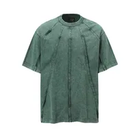 Jiayiku Men's  Summer New American Retro Trendy Brand Heavy Washed Rough Edge Stitching T-Shirt Short Sleeve Men main image 2