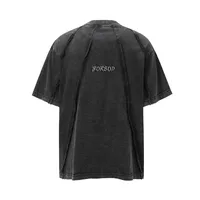 Jiayiku Men's  Summer New American Retro Trendy Brand Heavy Washed Rough Edge Stitching T-Shirt Short Sleeve Men main image 4