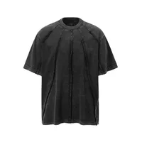Jiayiku Men's  Summer New American Retro Trendy Brand Heavy Washed Rough Edge Stitching T-Shirt Short Sleeve Men sku image 5