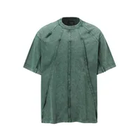 Jiayiku Men's  Summer New American Retro Trendy Brand Heavy Washed Rough Edge Stitching T-Shirt Short Sleeve Men sku image 3