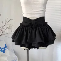 Pure Desire Spice Girl Style Fluffy A- Line Skirt Women's Ballet Style White Skirt Women's All-Match Black Cake Skirt Miniskirt sku image 6