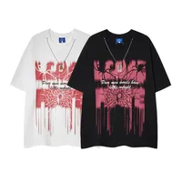 Jiayiku Men's  Summer American Street Hip Hop Fashion Brand Necklace Tee Dark Spider Print T-shirt Short Sleeve main image 5