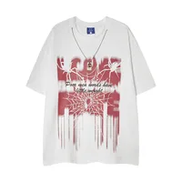 Jiayiku Men's  Summer American Street Hip Hop Fashion Brand Necklace Tee Dark Spider Print T-shirt Short Sleeve sku image 2