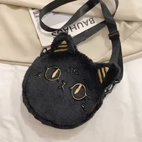 Anderson Cat Crossbody Bag Women's  New Mobile Phone Bag Plush Embroidery Shoulder Bag Cute Cartoon Small Round Bag sku image 1