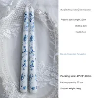 25cm Blue And White Porcelain Rod Wax Scented Candle Chinese Romantic Candlelight Dinner Wedding Holiday Household Smokeless Candle sku image 4