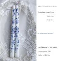 25cm Blue And White Porcelain Rod Wax Scented Candle Chinese Romantic Candlelight Dinner Wedding Holiday Household Smokeless Candle sku image 3