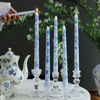 25cm Blue And White Porcelain Rod Wax Scented Candle Chinese Romantic Candlelight Dinner Wedding Holiday Household Smokeless Candle main image 4