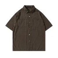 Jiayi Library Men's  Summer New American Retro Cleanfit Striped Shirt Antique Short-sleeved Shirt main image 1