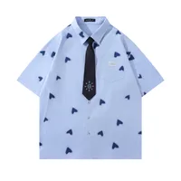 Jiayiku Men's  Summer New American Style Antique Fashion Brand Heart-shaped Printed Casual Shirt Short-sleeved For Men And Women sku image 4
