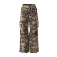 Spring  High Street Vibe Camouflage Fodgy Jeans Micro-washed Rough Edge Multi-pocket Casual Trousers main image 1