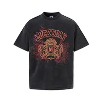 Jiayiku Men's  Summer New American Retro Fashion Brand Tee  Badge Washed Short-sleeved T-shirt For Men And Women main image 1