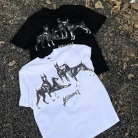 Jiayiku Men's  Summer American Street Hip Hop Fashion Brand Tee Diablo Doberman Printed T-Shirt Short Sleeve main image 3