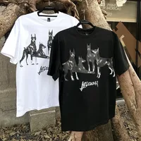 Jiayiku Men's  Summer American Street Hip Hop Fashion Brand Tee Diablo Doberman Printed T-Shirt Short Sleeve main image 4