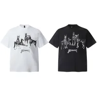 Jiayiku Men's  Summer American Street Hip Hop Fashion Brand Tee Diablo Doberman Printed T-Shirt Short Sleeve main image 5