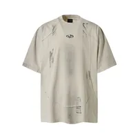 Jiayiku Men's  Summer New American Retro Fashion Brand Heavy Washing Personalized Graffiti Stitching T-Shirt Short Sleeve main image 1