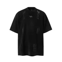 Jiayiku Men's  Summer New American Retro Fashion Brand Heavy Washing Personalized Graffiti Stitching T-Shirt Short Sleeve main image 2