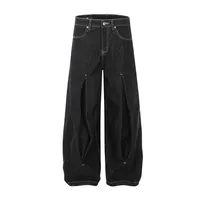 Jiayi Library Men's  New American Vintage Pleated Washed Jeans Men's And Women's Vibe Scimitar Wide Leg Pants main image 1