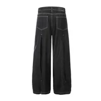Jiayi Library Men's  New American Vintage Pleated Washed Jeans Men's And Women's Vibe Scimitar Wide Leg Pants main image 3