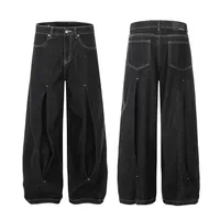Jiayi Library Men's  New American Vintage Pleated Washed Jeans Men's And Women's Vibe Scimitar Wide Leg Pants main image 5