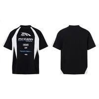 Jiayi Library Men's  Summer New American Jersey Sports Tee Locomotive Wind Coloring Stitching Short-sleeved T-shirt Men main image 5