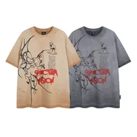 Jiayiku Men's Wear  Summer American Street Hip Hop Brand Tee Heavy Washed Fried Color Printed T-Shirt Short Sleeve main image 5