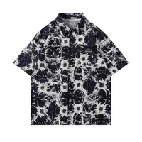 Jiayi Library Men's  New Style Retro Ethnic Style Creative Printed Short-sleeved Shirt Alien Style Antique Shirt main image 2
