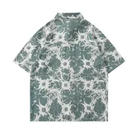 Jiayi Library Men's  New Style Retro Ethnic Style Creative Printed Short-sleeved Shirt Alien Style Antique Shirt main image 4