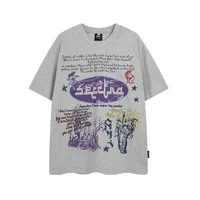 Jiayiku Men's  New Summer American-style Retro Niche Personalized Printed T-shirt Trendy Men's High Weight Short-sleeved T-shirt main image 1