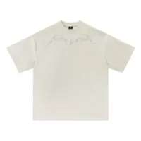 Jiayiku Men's  New American Street Fashion Brand Suede T-shirt Men's Thorn Embroidery High Street Short Sleeve Tee sku image 1