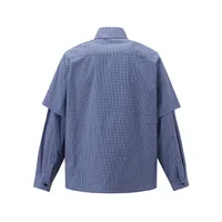 Jiayiku Men's  Spring American Retro Cleanfit Fake Two Plaid Shirt Long Sleeve Shirt For Men And Women main image 2