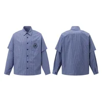 Jiayiku Men's  Spring American Retro Cleanfit Fake Two Plaid Shirt Long Sleeve Shirt For Men And Women main image 5