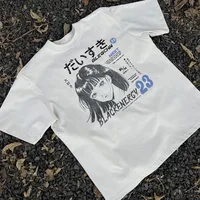 Jiayiku Fashion Brand  Summer American Retro Couple T-shirt Loose Cartoon Animation Print Short Sleeve Top main image 2