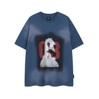 Jiayiku Fashion Brand  Summer New American Retro Fashion Brand Heavy Washed T-shirt Men's Creative Printing Short-sleeved T-shirt main image 1