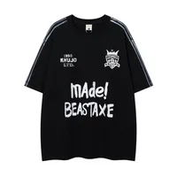 Jiayiku Men's  Summer New American Retro Trendy Brand Tee T-shirt Graffiti Print Short-sleeved T-shirt For Men sku image 8