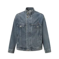 Jiayi Library Men's  Spring New American Retro Heavy Washing Water Fixation Denim Jacket Collar Jacket Men's main image 1