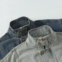 Jiayi Library Men's  Spring New American Retro Heavy Washing Water Fixation Denim Jacket Collar Jacket Men's main image 4