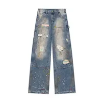 Jiayiku Tide Brand  New Waste Soil Style American Dirty Washed Jeans Straight Tube Personality Long Cleanfit main image 1