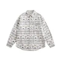 Jiayi Library Men's  Spring New Vintage Ethnic Style Nordic Herringbone Jacquard Shirt Exodical Shirt sku image 3