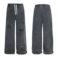Jiayi Library Men's  New Arrival Waste Earth Style American Style Retro Hole-Rapped Washed Pants Hangling Sense Straight Casual Pants main image 5